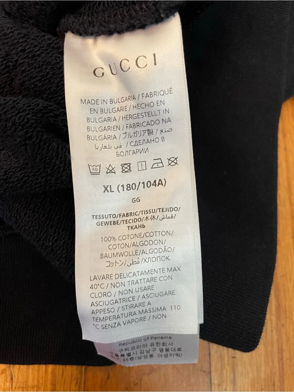 Gucci Navy Crewneck Sweatshirt with Red and Green Sleeve Stripes Size XL